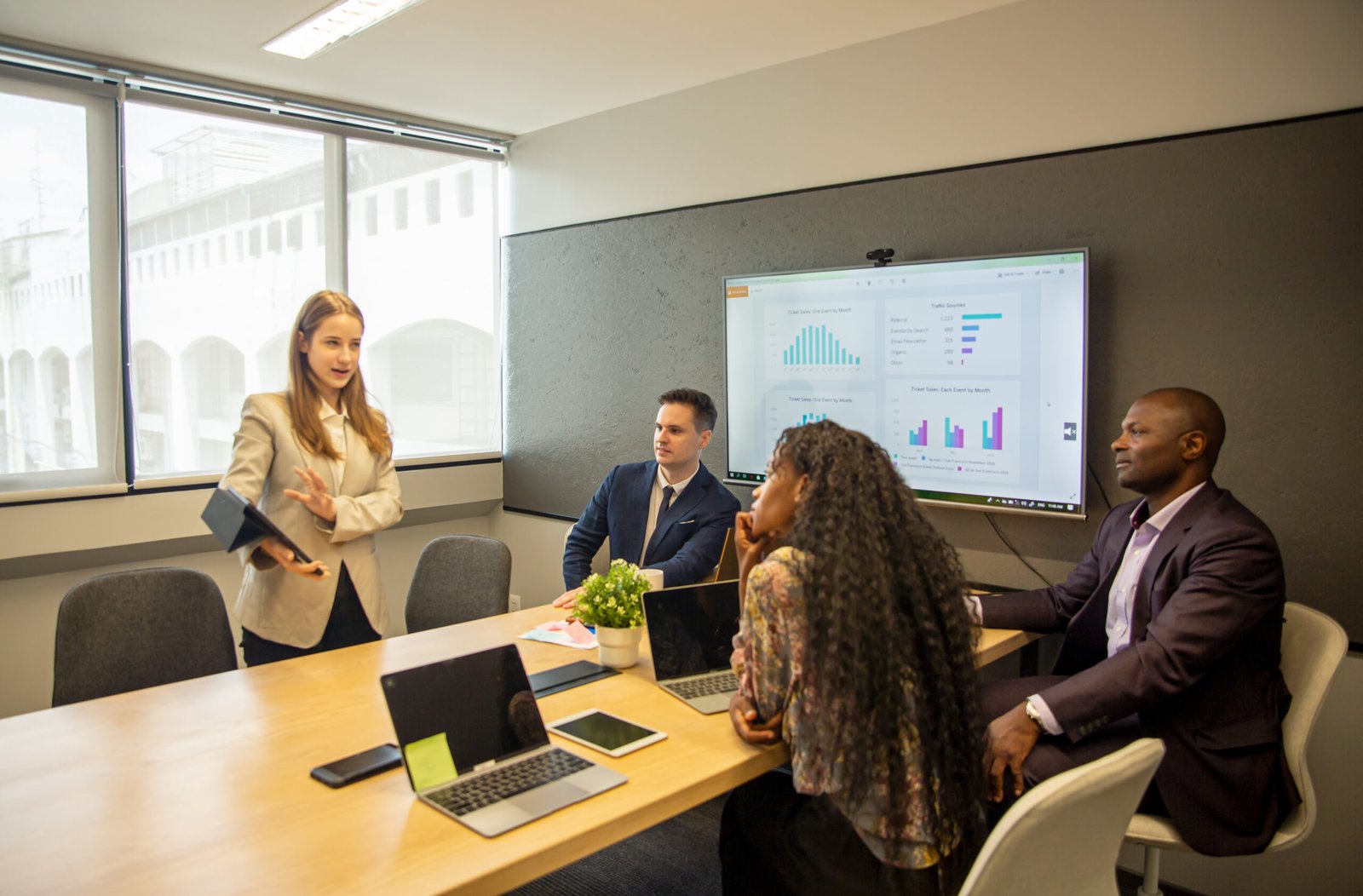 Diverse business people on a meeting.